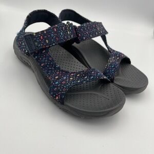 Skechers Reggae Sandals Sz 7 Blue Open Toe Strappy Arch Support Outdoor Comfort‎